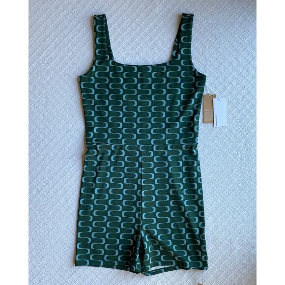 Reformation Liv EcoMove Cutout Jumpsuit Venture Green Mod Tank Short Romper NWT - Picture 6 of 14
